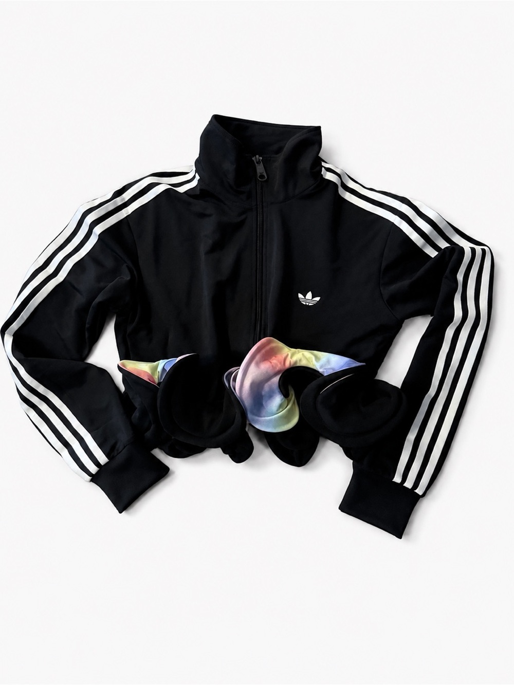 Adidas Kids Black Trefoil Track Jacket with White Stripes